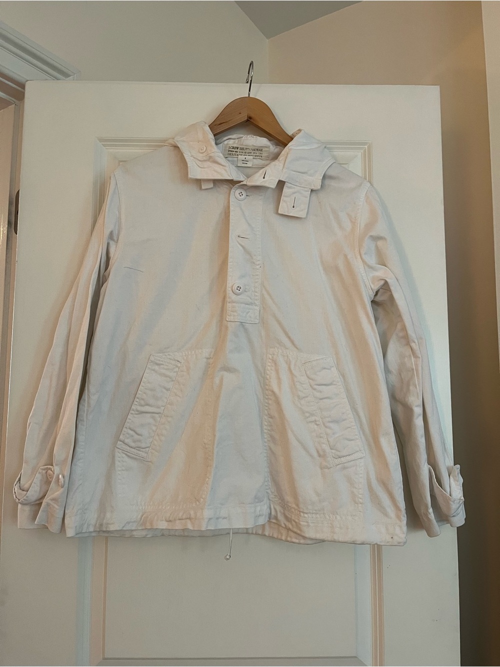 Vintage J. Crew Off White Hooded Canvas Jacket
